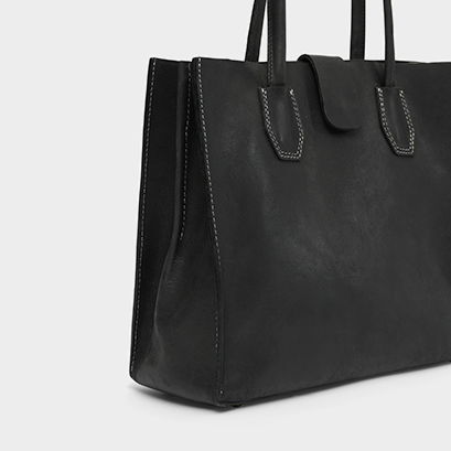 Black Leather Tote Bag | Work Tote | Handcrafted in Kenya