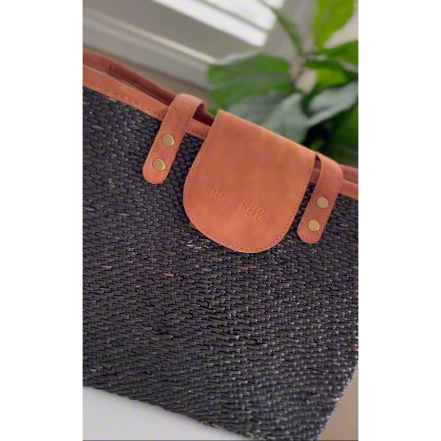 Handcrafted Black Seagrass Shoulder Bag