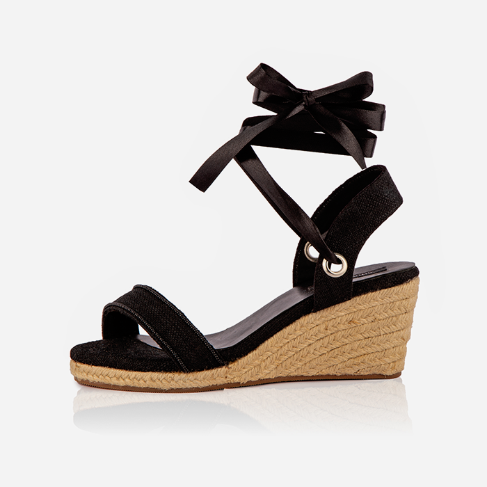 Black Gaia Open-toed Espadrilles