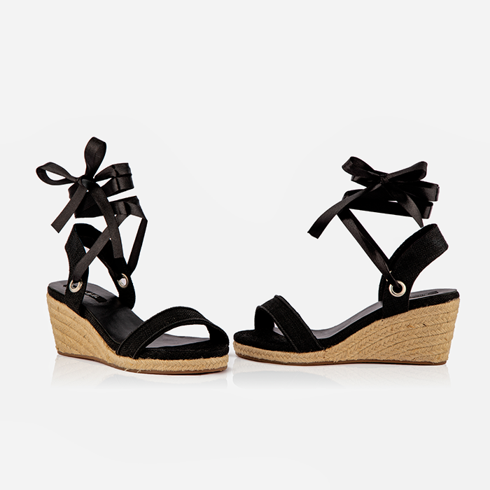Black Gaia Open-toed Espadrilles