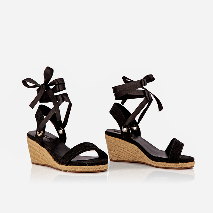 Black Gaia Open-toed Espadrilles