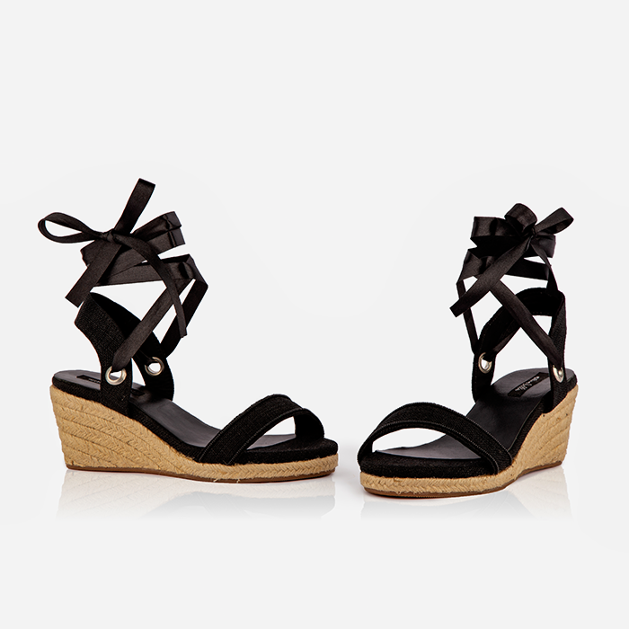 Black Gaia Open-toed Espadrilles