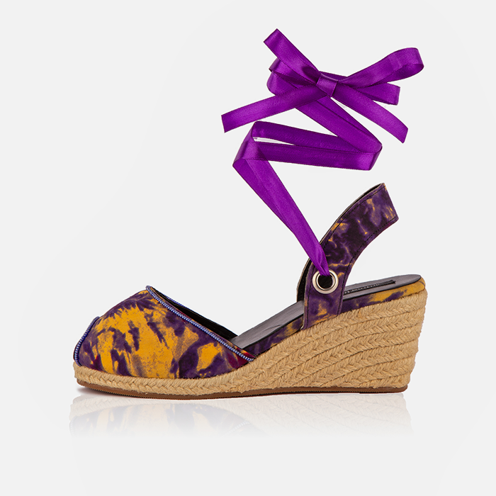 Women’s Espadrille Wedge Sandals – Royal Ember Print – Limited Edition, Handcrafted in Kenya