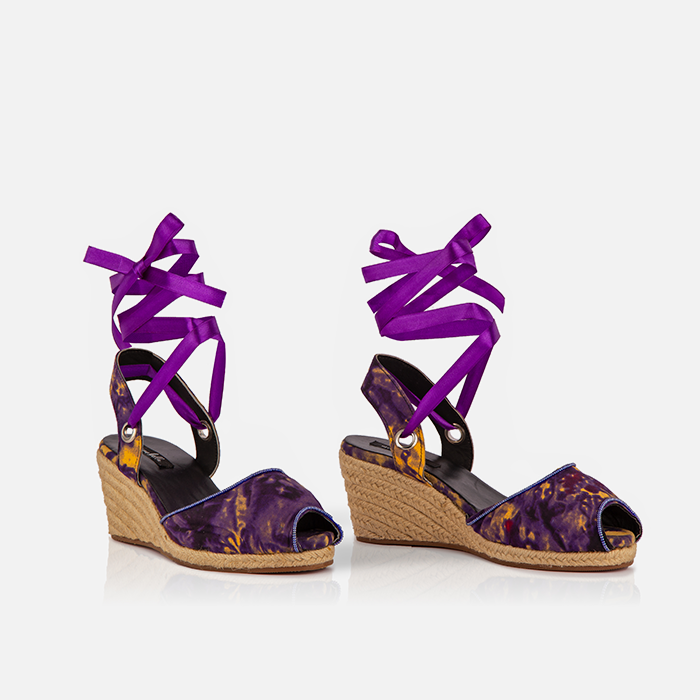 Women’s Espadrille Wedge Sandals – Royal Ember Print – Limited Edition, Handcrafted in Kenya