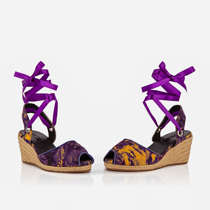 Women’s Espadrille Wedge Sandals – Royal Ember Print – Limited Edition, Handcrafted in Kenya