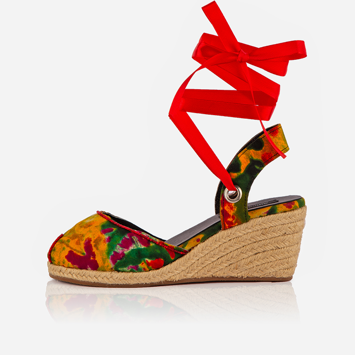 Women’s Espadrille Wedge Sandals – Tropical Fire Print – Limited Edition