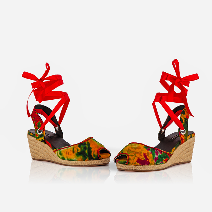 Women’s Espadrille Wedge Sandals – Tropical Fire Print – Limited Edition