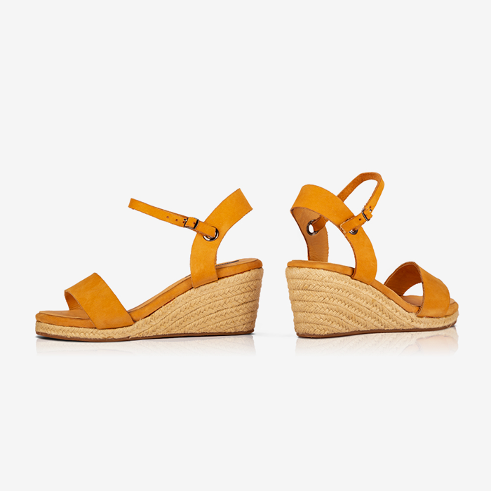 Women’s Ochre Yellow Leather Espadrille Wedges – Ayana Collection