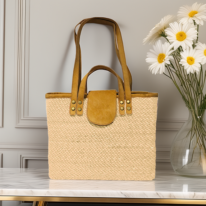 The Zuri Handwoven Natural Seagrass Shoulder Bag