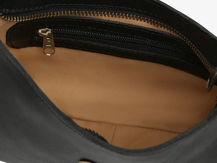 Black Leather Mini Shoulder Bag | Handcrafted in Kenya