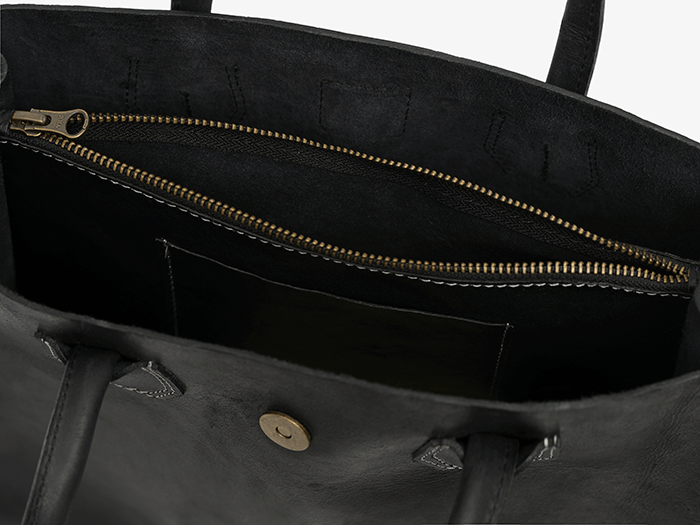 Imara Black Leather Tote – Handcrafted in Kenya