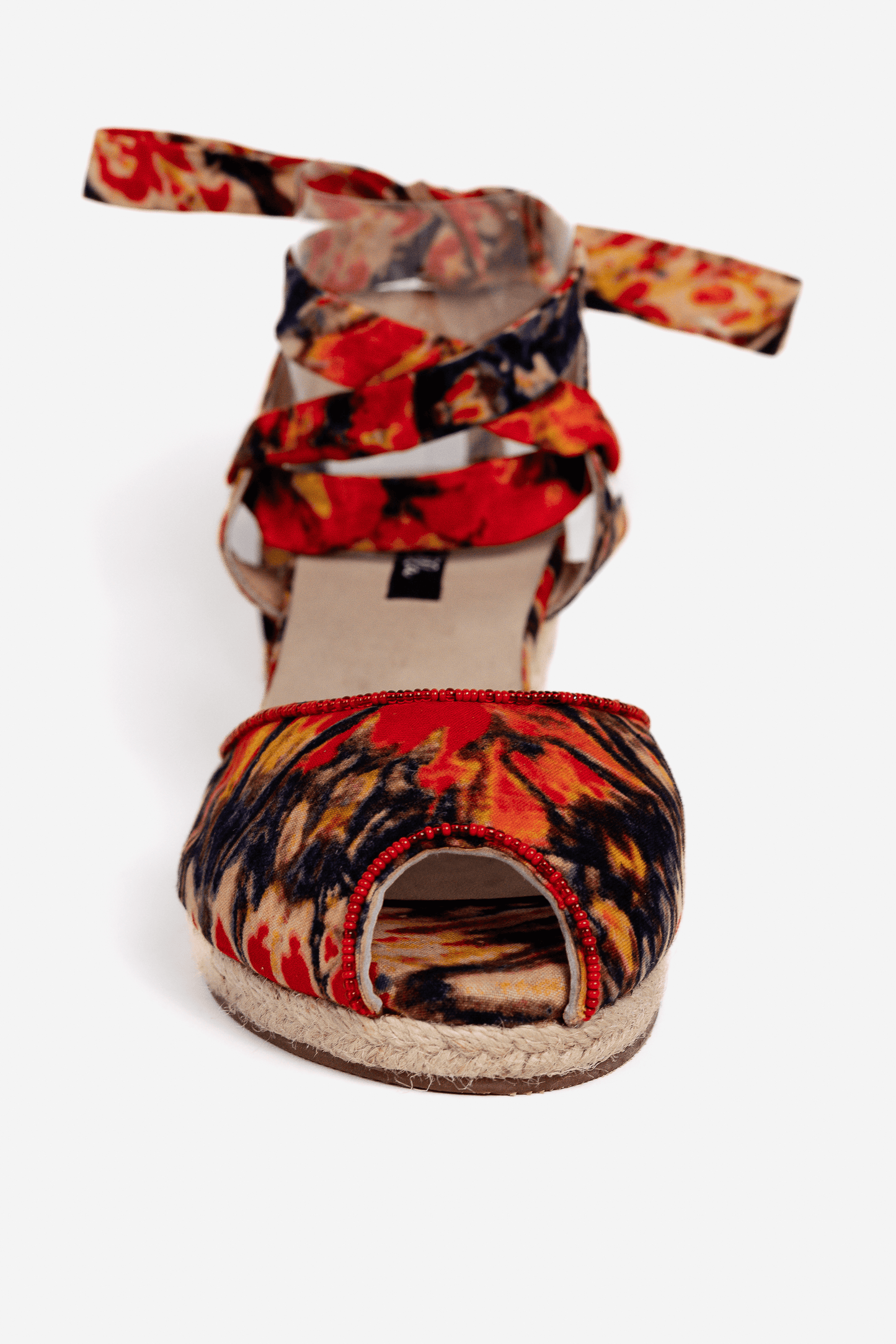 The Gaia Espadrilles - Red/Cream Print