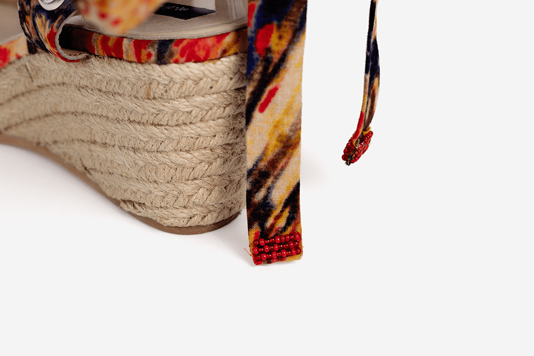 The Gaia Espadrilles - Red/Cream Print
