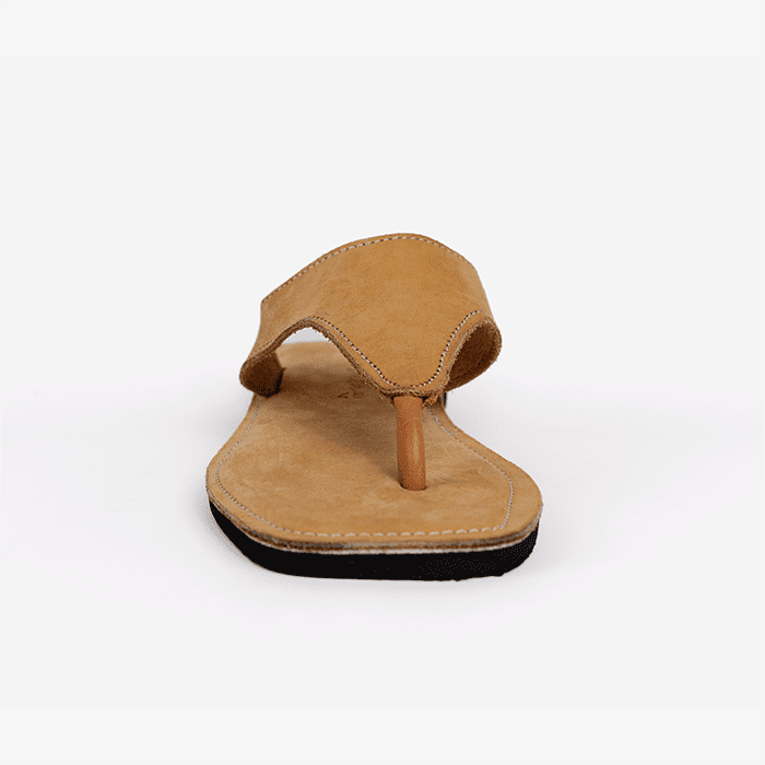 Raha Ochre Leather Slide Sandals