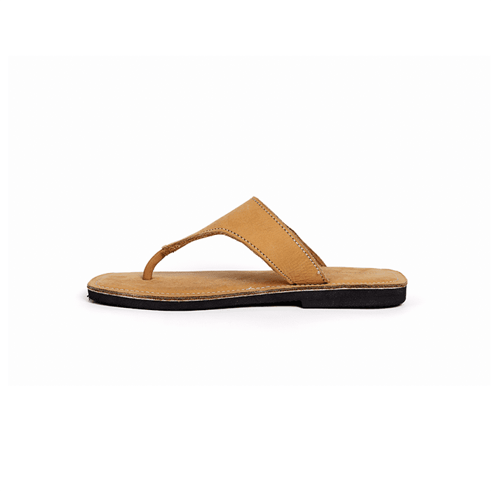 Raha Ochre Leather Slide Sandals