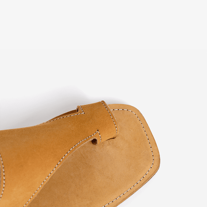 Raha Ochre Leather Thong Wedge Sandals