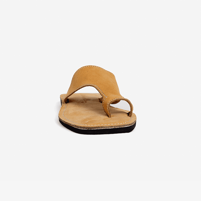 Raha Ochre Leather Thong Wedge Sandals