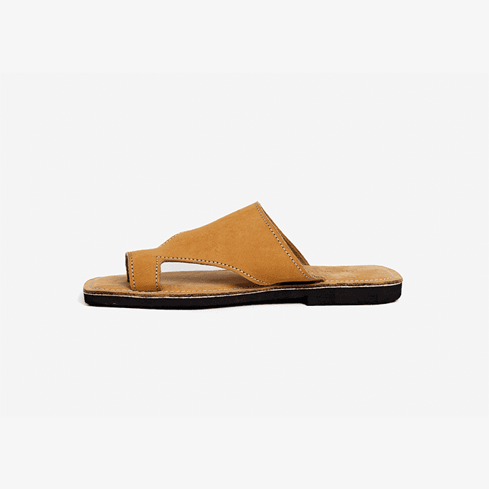 Raha Ochre Leather Thong Wedge Sandals