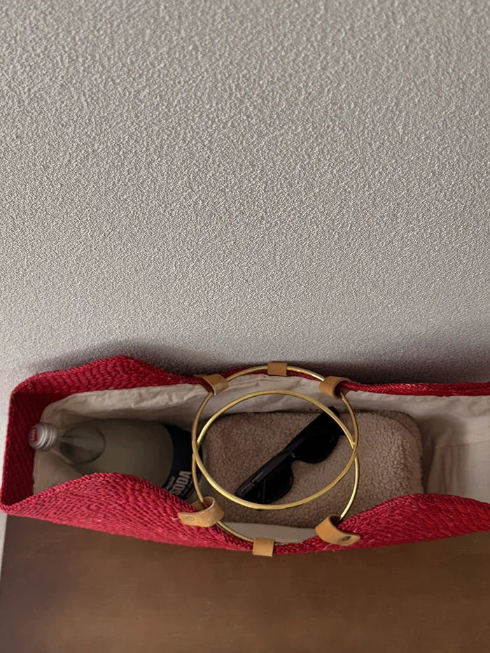 Woven Straw Beach Bag with Brass Handles | Handcrafted in Tanzania