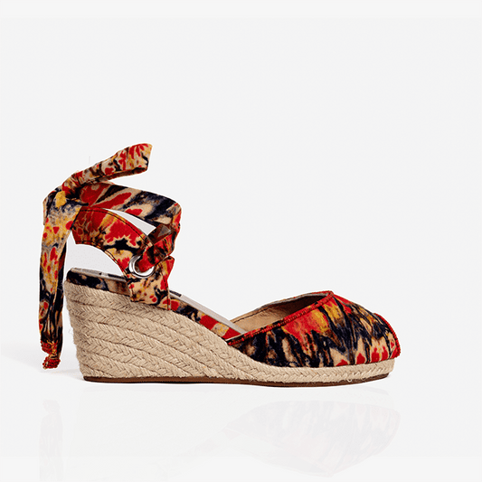 The Gaia Espadrilles - Red/Cream Print