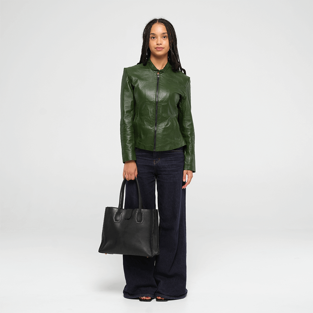 Black Leather Tote Bag | Work Tote | Handcrafted in Kenya