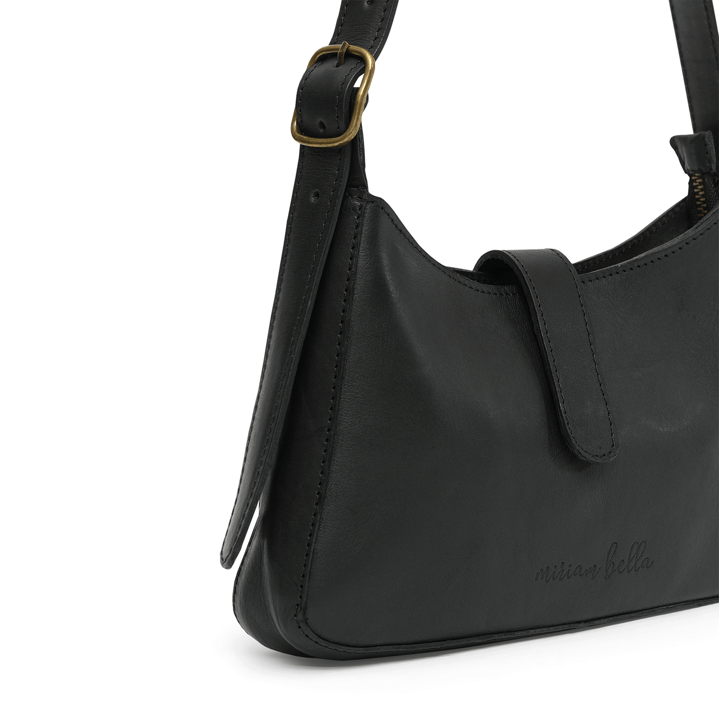 Black Leather Mini Shoulder Bag | Handcrafted in Kenya