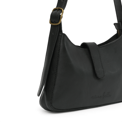 Black Leather Mini Shoulder Bag | Handcrafted in Kenya