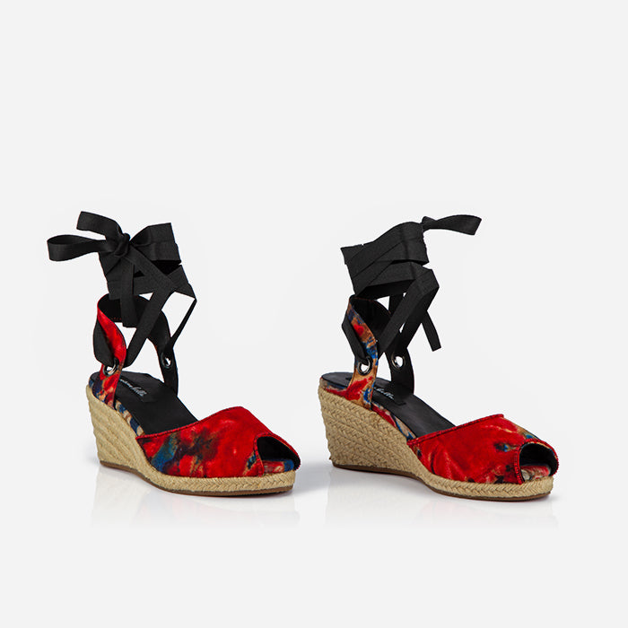 Red and Blue Print Gaia Espadrilles
