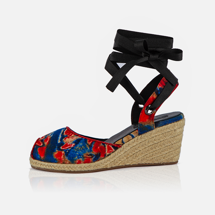 Red and Blue Print Gaia Espadrilles