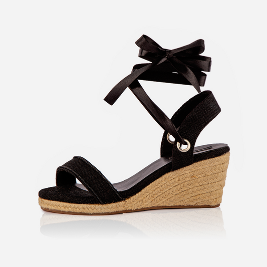 Black Gaia Open-Toed Espadrilles