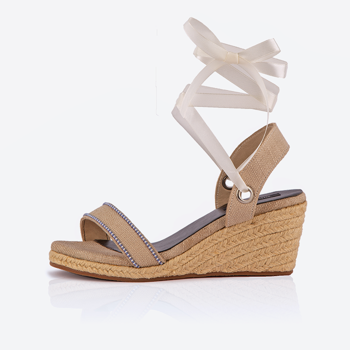 Cream Gaia Open-toed Espadrilles