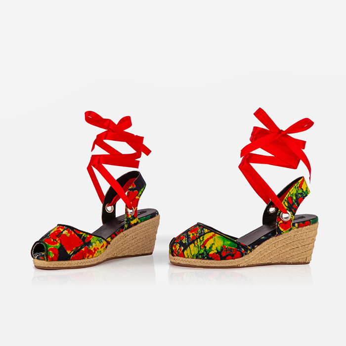 Red Print Gaia Espadrilles