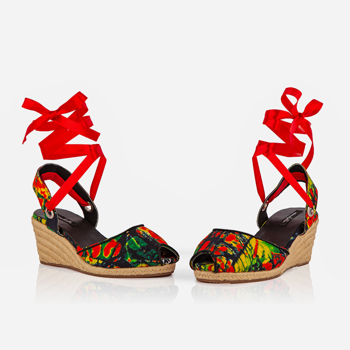 Red Print Gaia Espadrilles