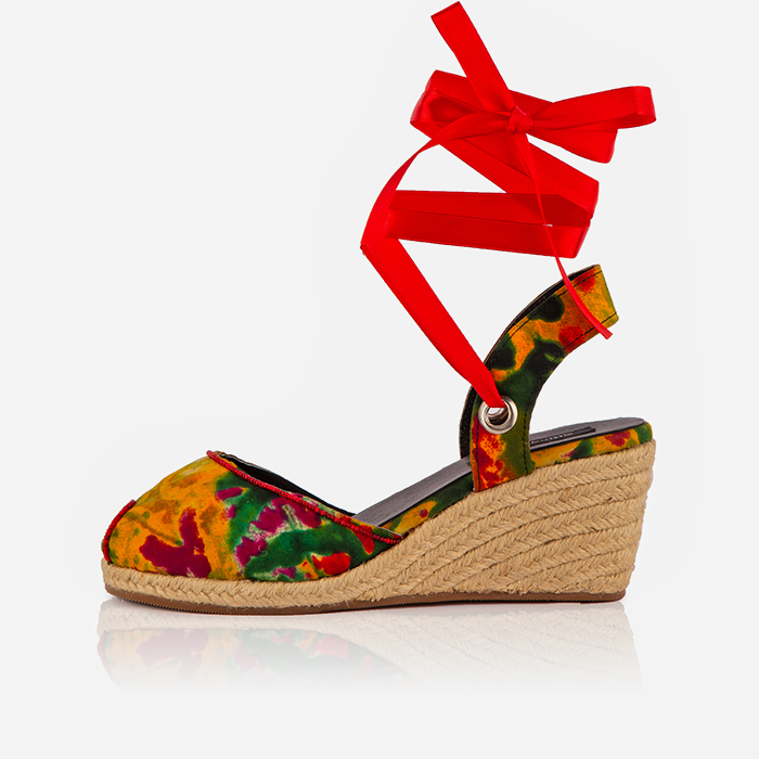 Red and Green Print Gaia Espadrilles