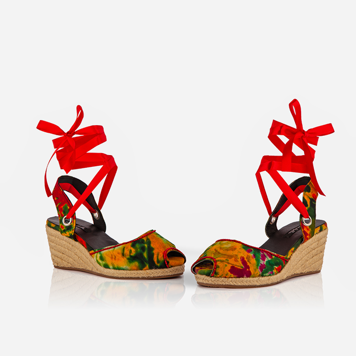 Red and Green Print Gaia Espadrilles