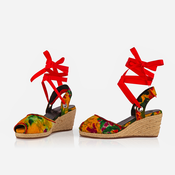 Red and Green Print Gaia Espadrilles