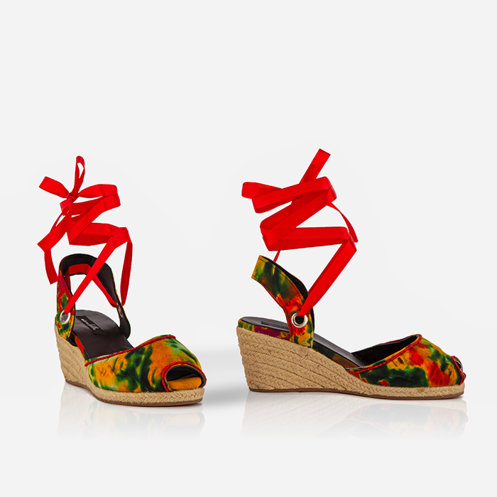 Red and Green Print Gaia Espadrilles