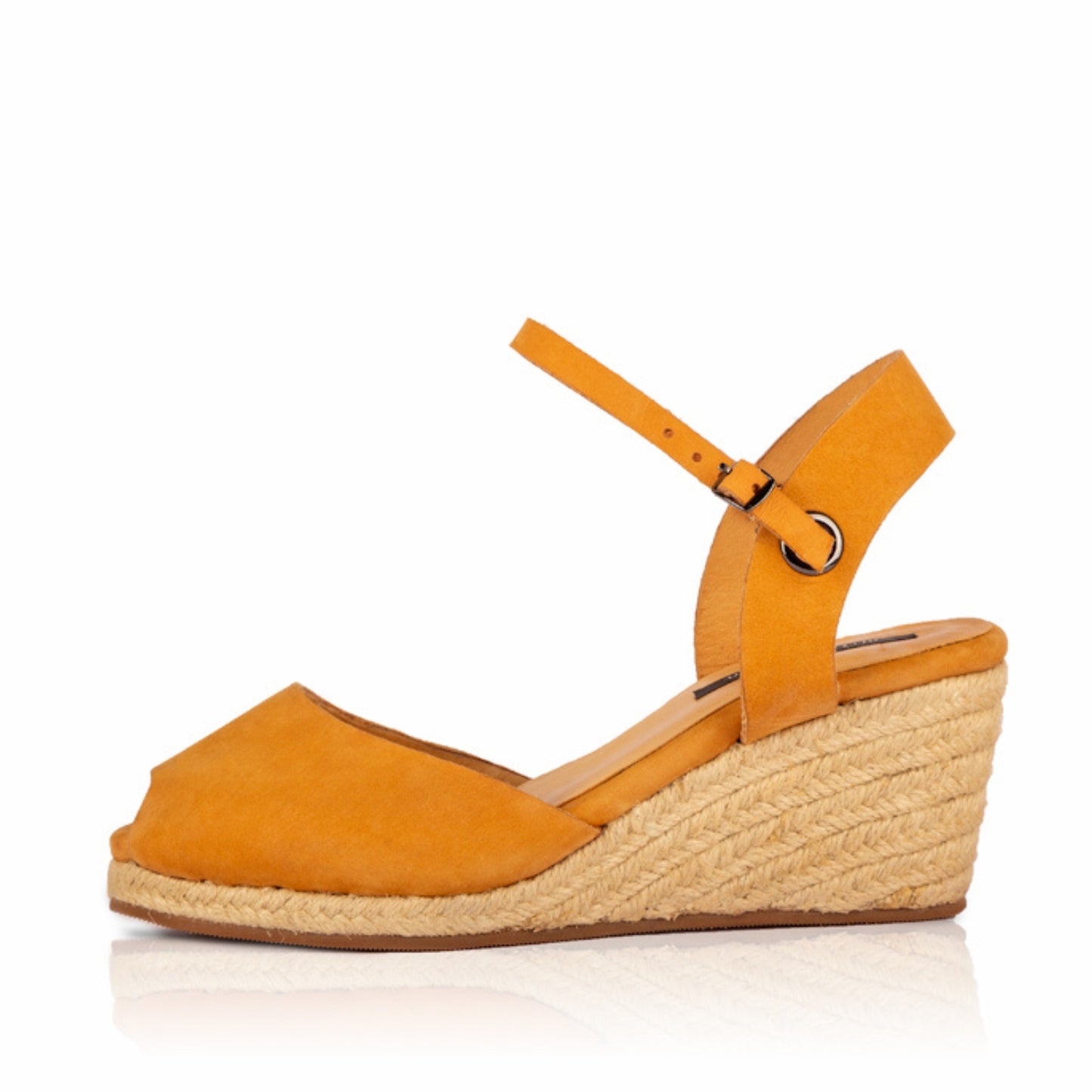 The Gaia Leather Espadrilles with Wedge Heel | Black & Ochre