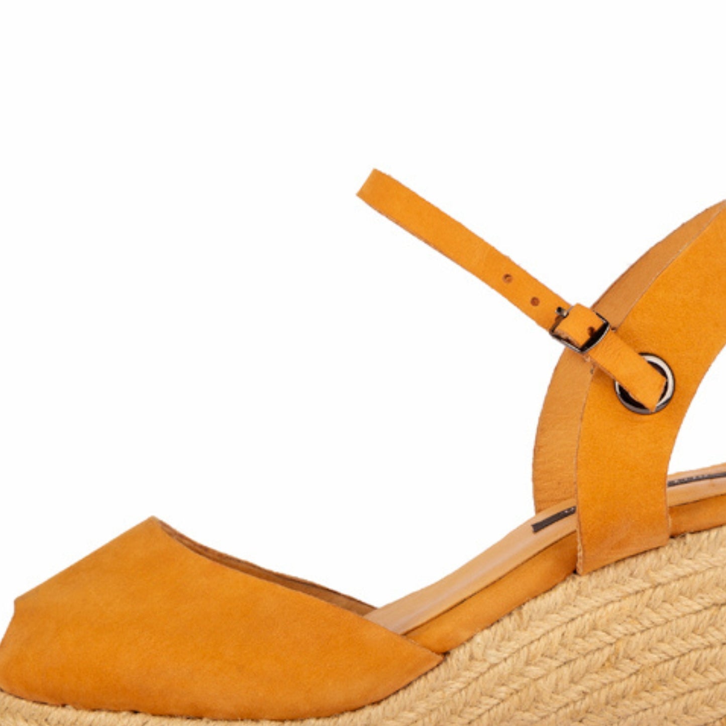 The Gaia Leather Espadrilles with Wedge Heel | Black & Ochre