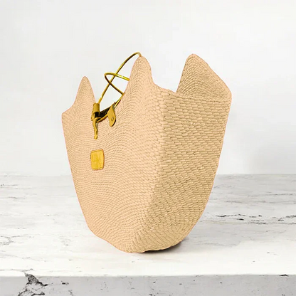 Woven Straw Beach Bag with Brass Handles | Handcrafted in Tanzania
