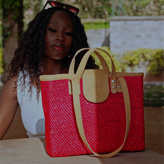 Handcrafted Red Seagrass Shoulder Bag