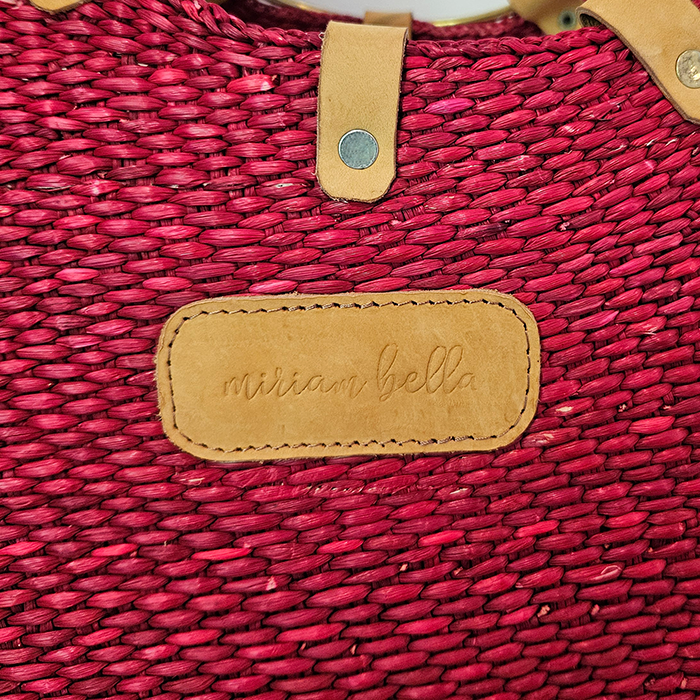 Handwoven Red Seagrass Tote with Brass Handles