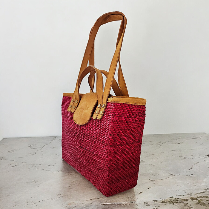 Handcrafted Red Seagrass Shoulder Bag