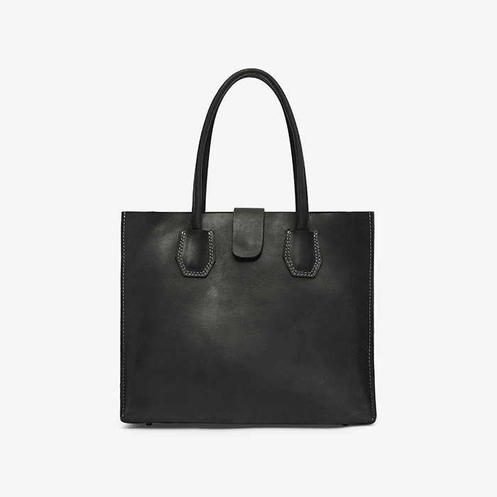 Imara Black Leather Tote – Handcrafted in Kenya