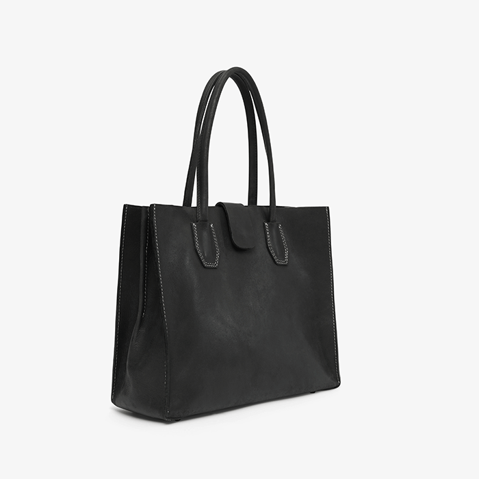Imara Black Leather Tote – Handcrafted in Kenya
