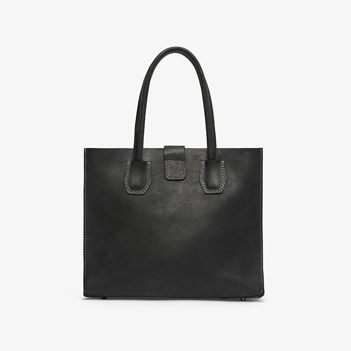 Imara Black Leather Tote – Handcrafted in Kenya