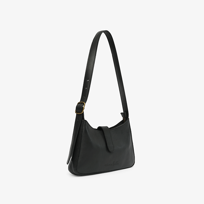 Imara Mini Black Leather Shoulder Bag – Handcrafted in Kenya