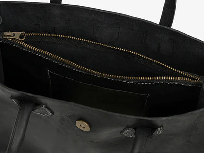Black Leather Tote Bag | Work Tote | Handcrafted in Kenya