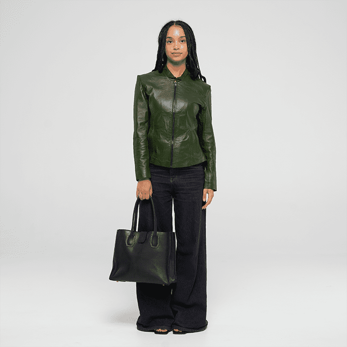 Imara Black Leather Tote – Handcrafted in Kenya
