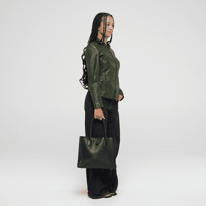 Imara Black Leather Tote – Handcrafted in Kenya